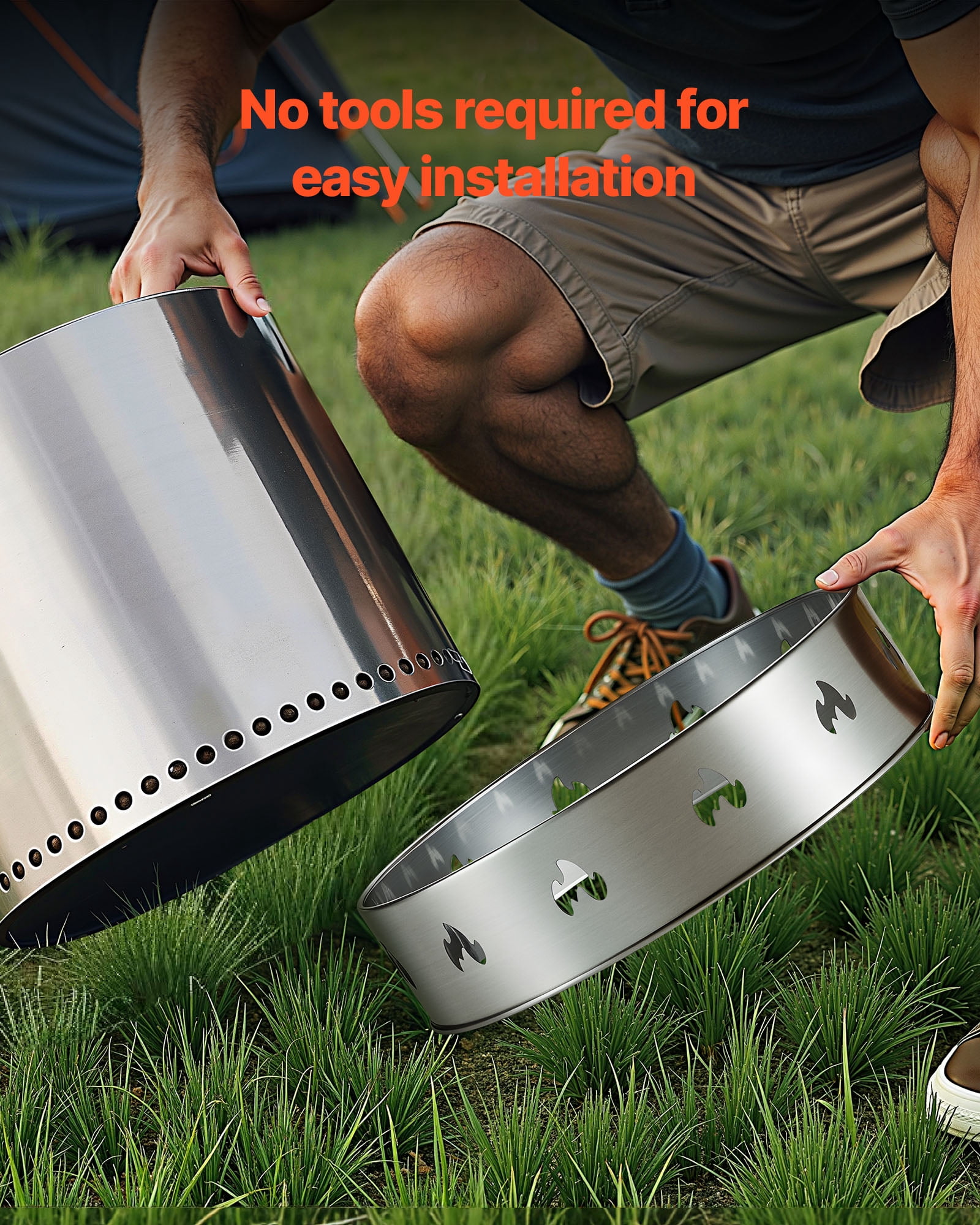 VEVOR Fire Pit Stand for Solo Stove Bonfire,19.5 Inch Smokeless Fire Pit Ring,Stainless Steel Fireplace Stove  Support Frame Accessory, Portable Outdoor Camping Holder Tools for Fireplace