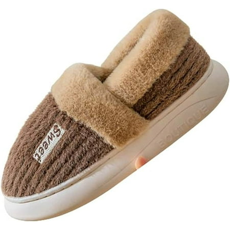 

CoCopeaunt Men Women Trendy Fluffy Faux Fur House Slippers Soft Warm Wrap Heel Non-slip Sweet Home Shoes Indoor Outdoor for Winter Spring Fall