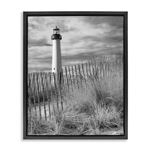 Stupell Industries Cottage Cape May Lighthouse View Black Floating Frame Canvas Art, 17 x 21, by MJ Photography