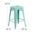 thumbnail image 7 of Pemberly Row 24" Metal Backless Counter Stool in Mint Green - Set of 3, 7 of 7