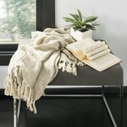 SAFAVIEH Danita Geometric Cotton Tassel Fringe Throw, 50" x 70", Beige