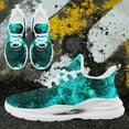 thumbnail image 2 of Coolcustomize Men's Teal & Cosmic Galaxy Sneakers with -Absorbing Midsole Suspension, Lightweight Breathable Sneakers Suitable for Casual Wear, Running, Womens Street Style Trainer (Teal Space Print), 2 of 9