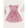 thumbnail image 5 of Musuos Little Girl Summer Floral Dress 1-8Years Flying Sleeve Round Neck Casual A-line Dress, 5 of 8