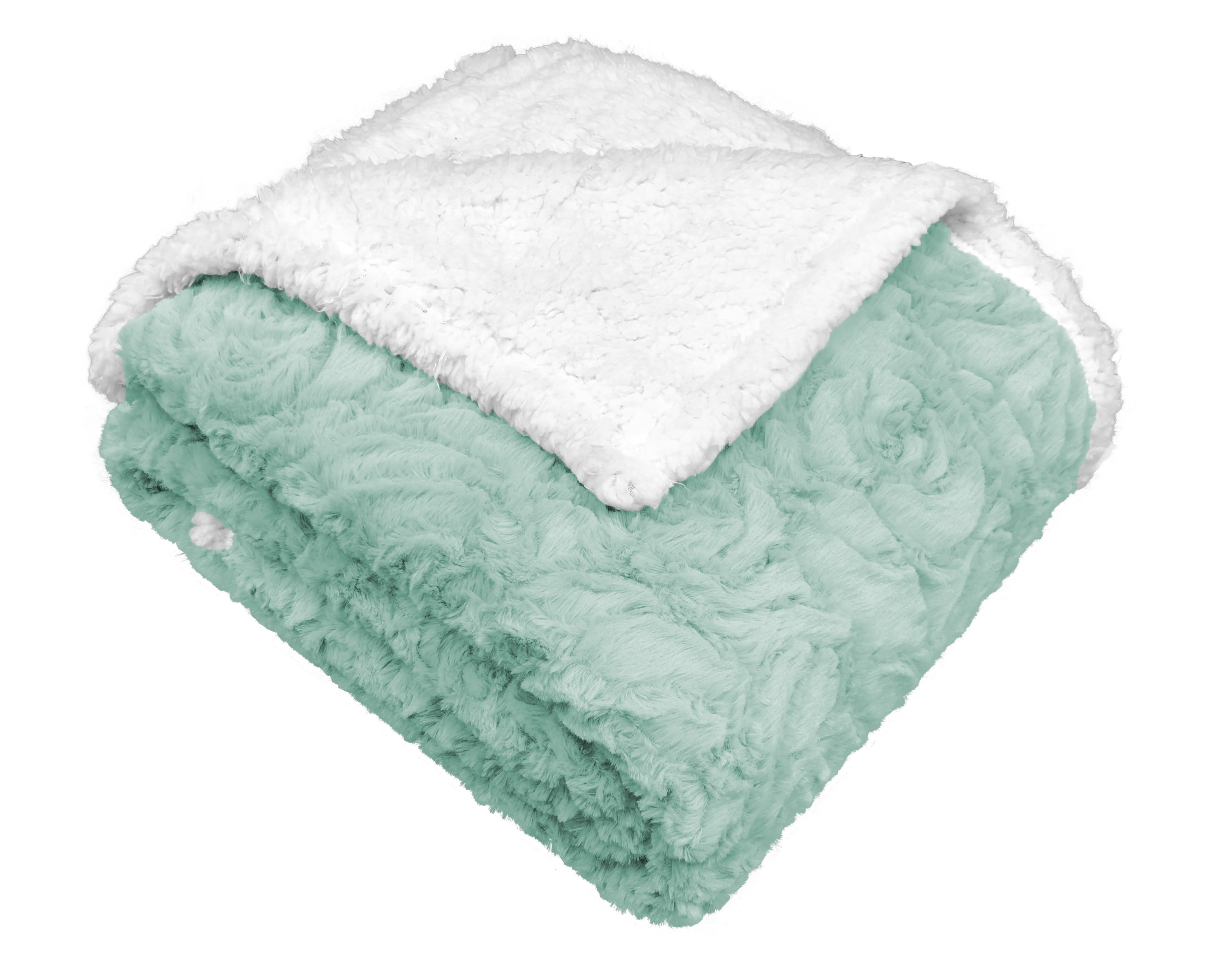Universal Home Fashions Faux Fur rev Sherpa Throw Aqua 50 x60 16290