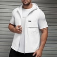 thumbnail image 2 of USNSM Mens Hoodie Casual Lightweight Golf Vest Outerwear with Pockets Zip Up Solid Color Sleeveless Softshell Jacket for Running Hiking White L, 2 of 9