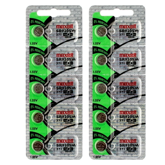 10 x Maxell 371 Watch Batteries, SR920SW or 370 Battery