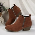 thumbnail image 7 of Viluyesy Womens Ankle Boots, Side Zipper Wide Calf Pointed Toe Fall Winter Suede Dress Booties Brown, 7 of 7