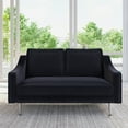 thumbnail image 1 of Modern Design Style Sofa Furniture, Wooden Sofa Frame with Metal Legs and Velvet Upholstered, Exquisite Loveseat Suitable for Living Room, Office or Other Living Areas, Black, 1 of 7