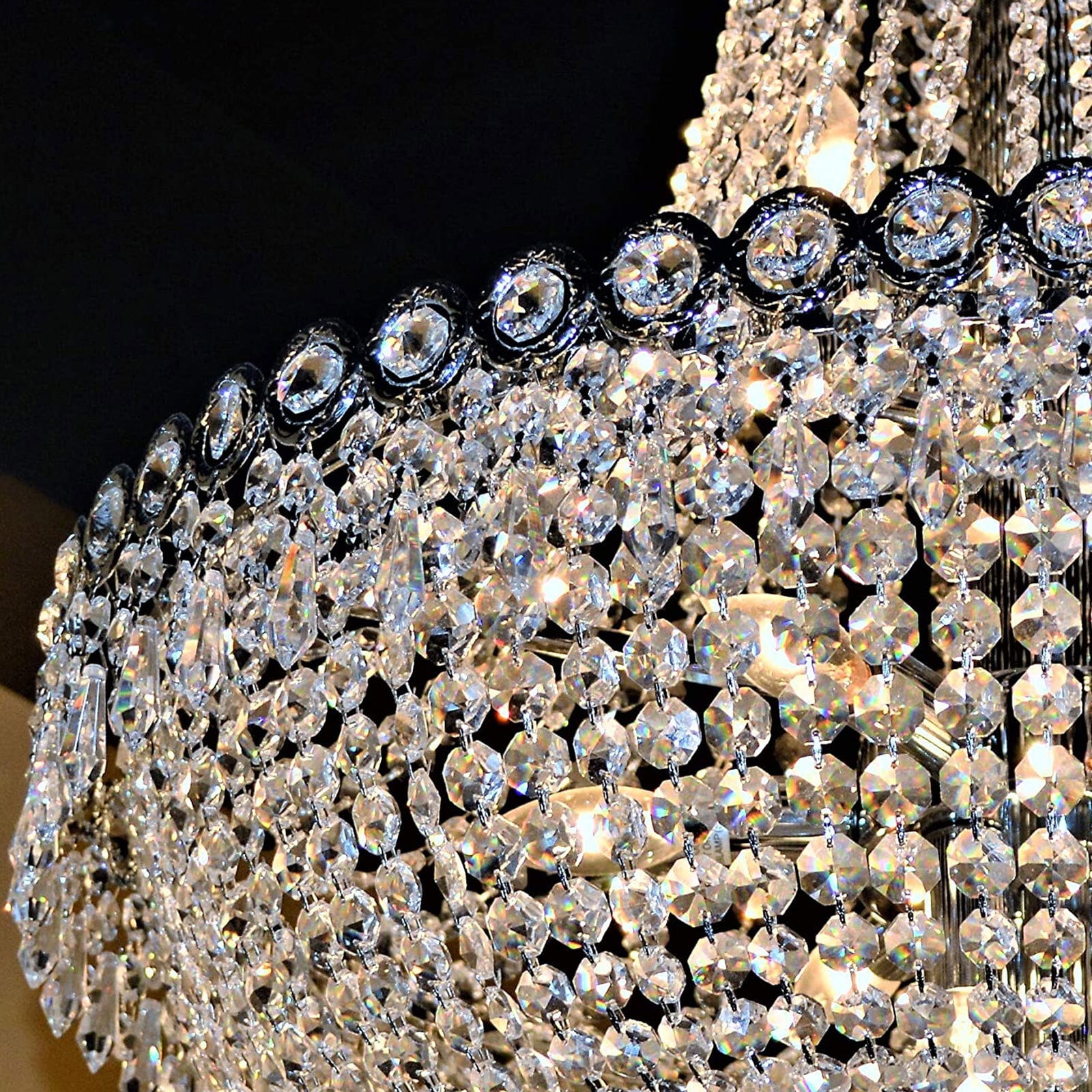 French Empire Crystal Chandelier Lighting Modern Pendant Lamp Hanging Fixtures for Hotel, Banquet Hall, Living Room, Dining Room