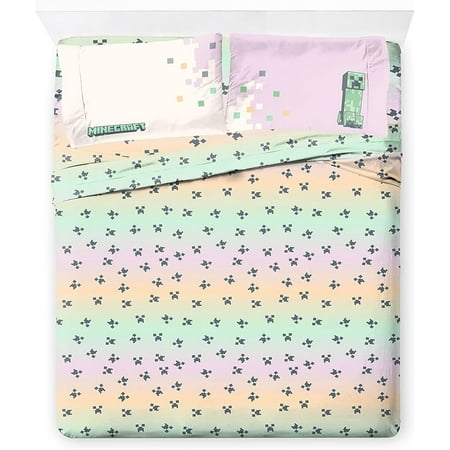 Minecraft Desert Creeper 4 Piece Full Size Bed Sheets Set - Girl Gamer Bedding
