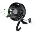 thumbnail image 1 of Portable Fan, Stroller Fan Flexible Tripod Clip on Fan, 1800mAh Type-C Rechargeable Ultra Quiet Desk Fan for Car Seat Cradle BikeBlack, 1 of 5