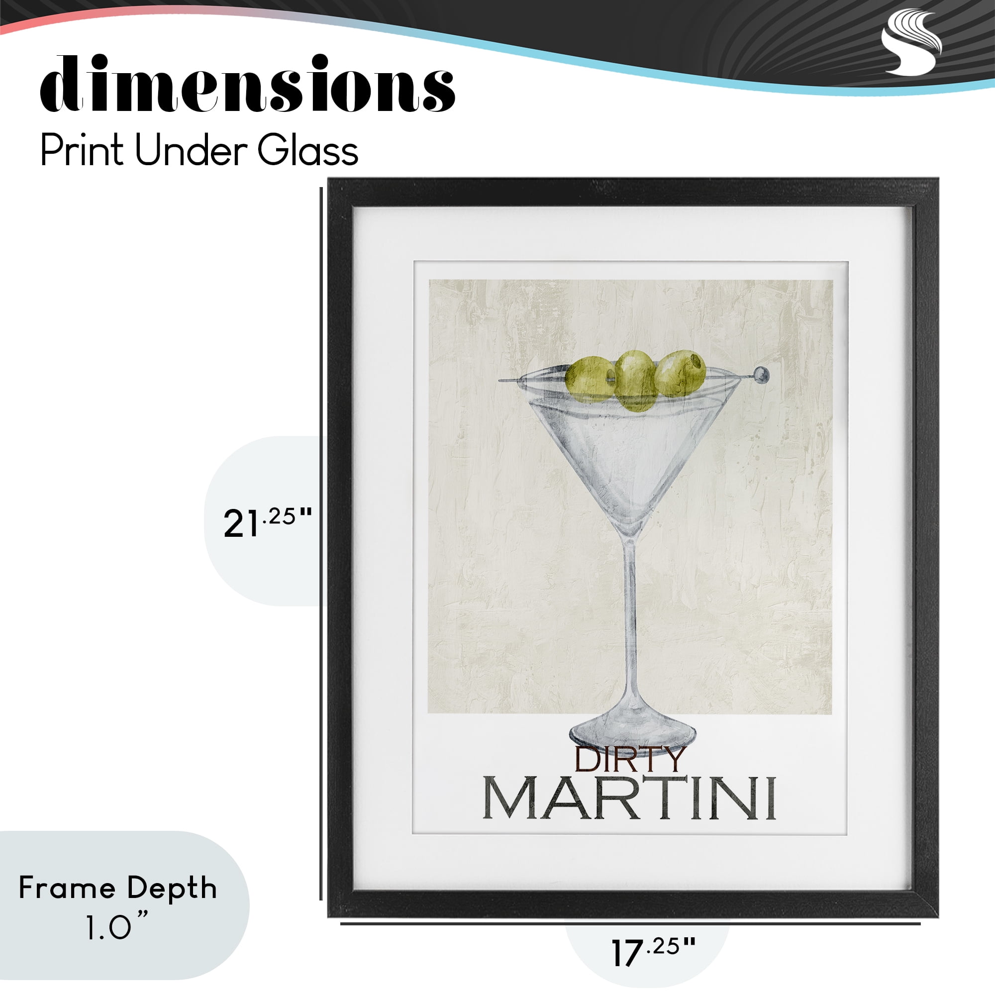 Stupell Industries Dirty Martini Olives Black Framed Print Under Glass, design by Kim Allen