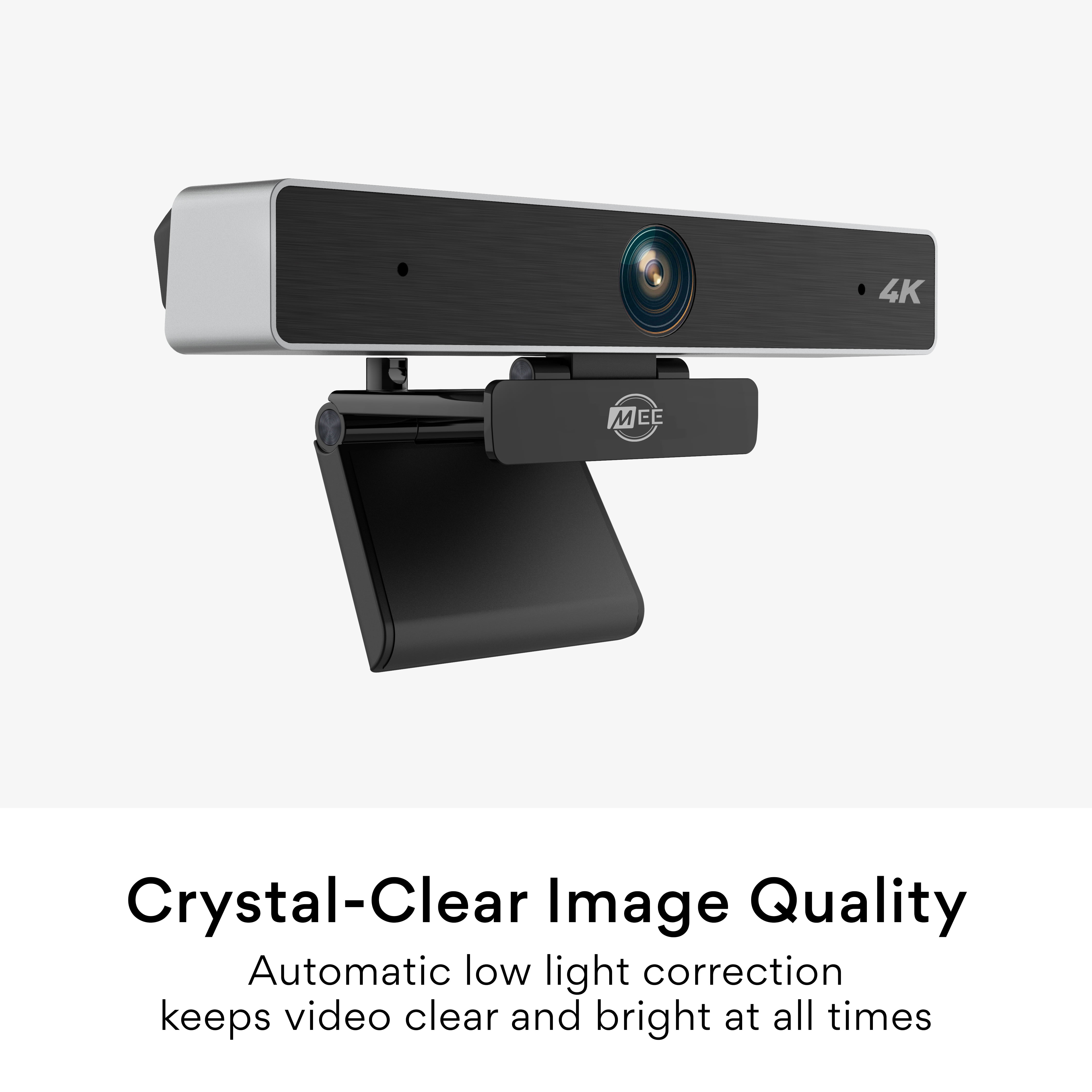 MEE audio 4K Ultra HD Professional Webcam with Wide Angle Lens, 4x Digital Zoom, and Dual Active Noise Cancelling Microphones for Conference Use