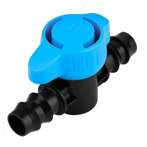 Pro Grade 16mm Drip Irrigation 1/2 inch Barbed Valve, Drip Line Parts 1/2" Shut Off Valve Fits for 1/2 Inch Drip Irrigation Tubing (.570-.620" ID) for Drip or Sprinkler Systems (1)