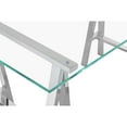 thumbnail image 4 of Benjara Ayd 71 Inch Office Desk, Clear Tempered Glass Top, Angled Chrome Steel Base, 4 of 5