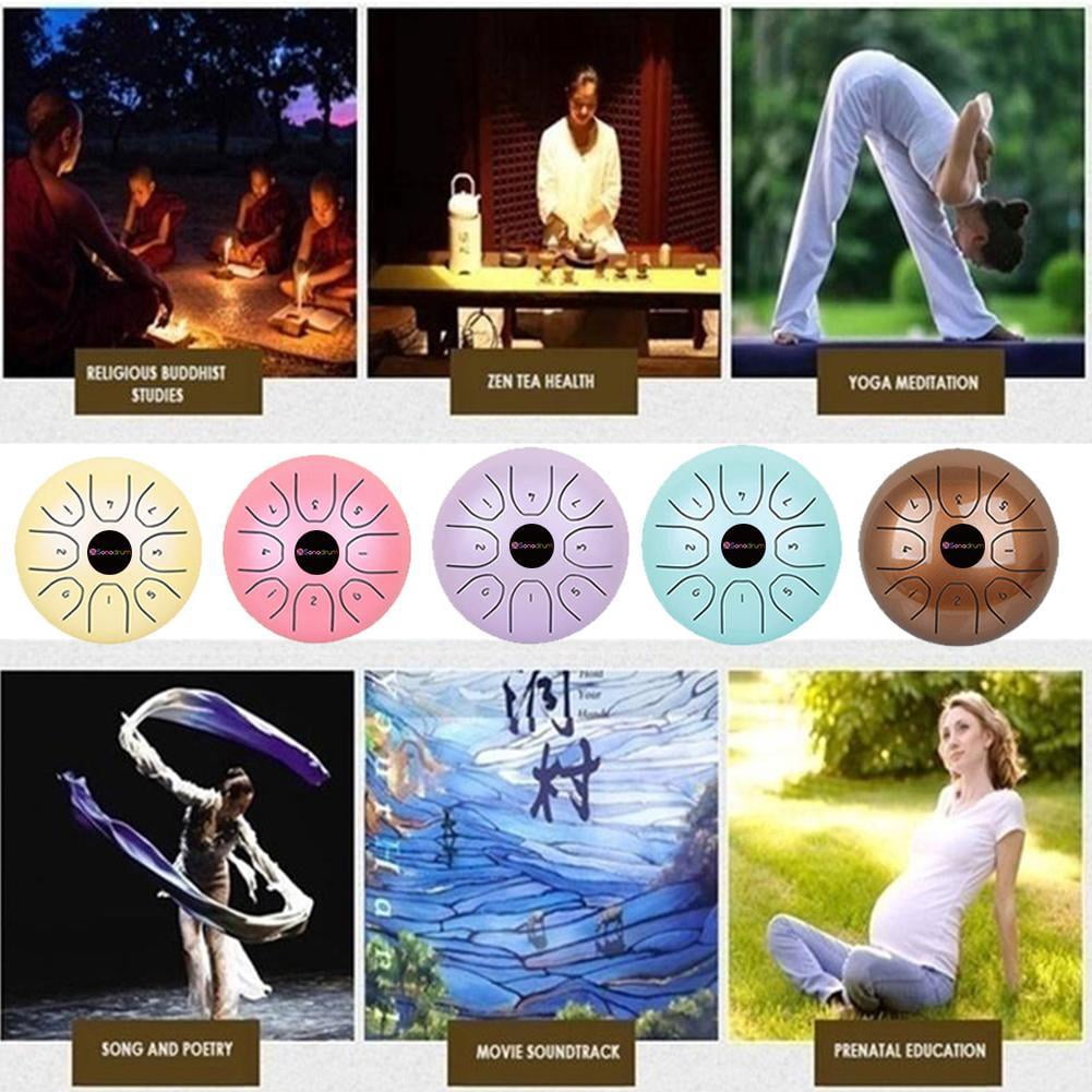 Hluru Steel Tongue Drum 8 Inch Mini Drum Ethereal Rhythm 11 Notes Tone F Tang Drum Percussion Hand Pan Musical Instruments R3W8