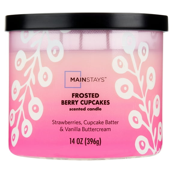 Mainstays 3-Wick Ombre Wrap Frosted Berry Cupcakes Candle, 14-Ounce