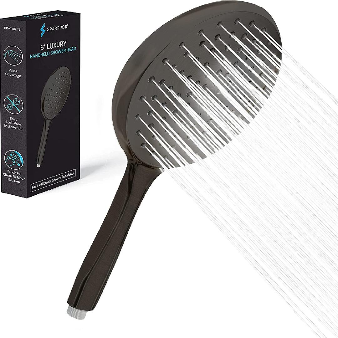 High Pressure Handheld Shower Head Huge 6Inch Face Luxury Rain