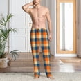 thumbnail image 2 of Wukai Warm Orange Plaid Mens PJ Pajama Pants|Sleepwear Plaid PJs with Pockets|Men's Lightweight Open-Hem Lounge Pants-Medium, 2 of 6