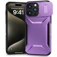 thumbnail image 4 of for iPhone 15 Pro Max, Luxury Sliding Camera Cover Soft TPU + Hard PC Shockproof Drop Protective Hybrid Stylish Ultra Slim Frosted Anti-slip Grip Phone Case for iPhone 15 Pro Max, Purple, 4 of 7