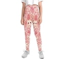 thumbnail image 2 of COEQINE Cat Pink Flower Girls Leggings High Waist Stretch Cute Cat Yoga Pants Soft Tummy Control Sport Legging, for 4-5 Years Kids Girls, 2 of 7