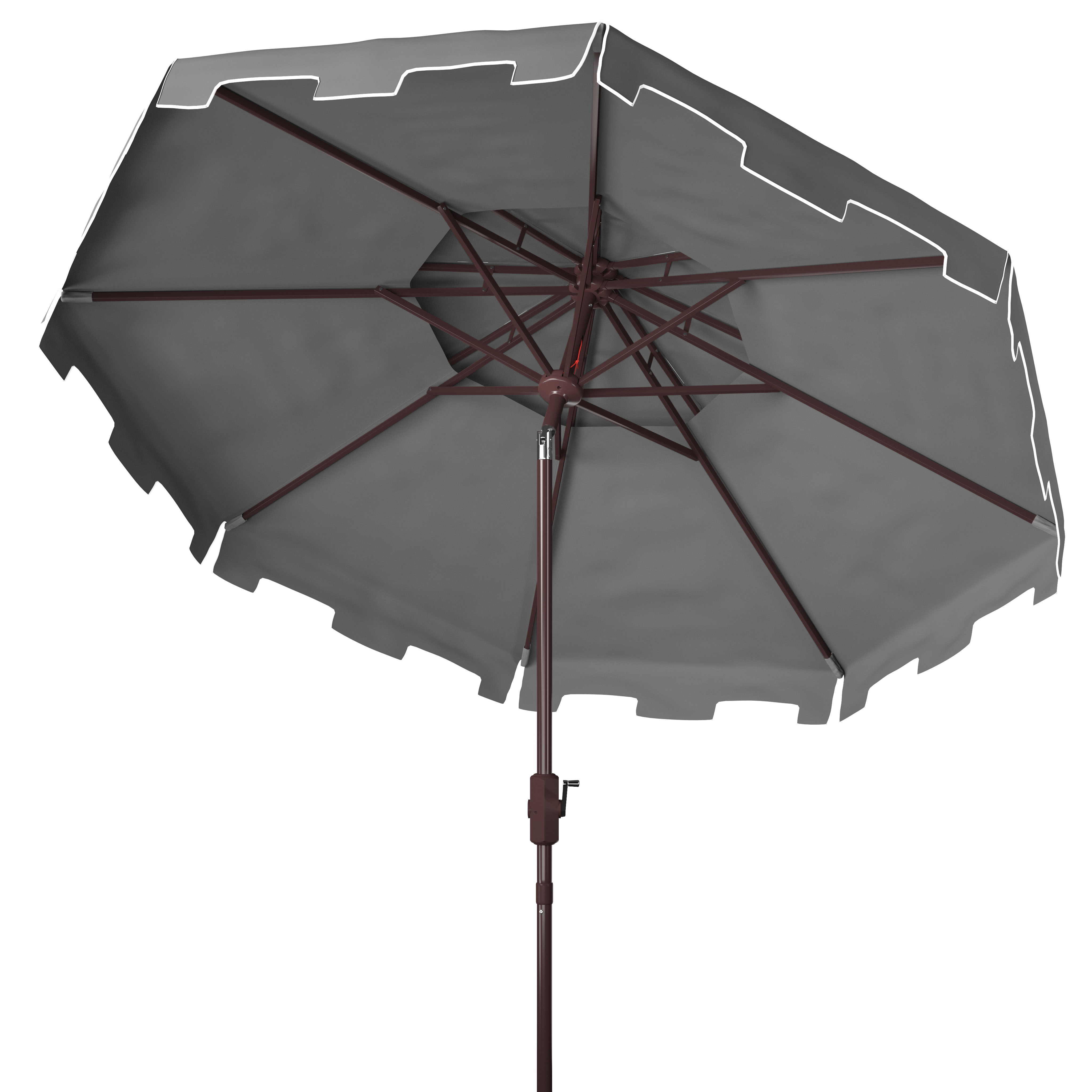 SAFAVIEH Zimmerman 9' Market Double Top Patio Umbrella, Grey/White