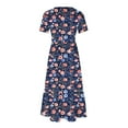 thumbnail image 4 of Viikei Womens Summer Dresses Plus Size,Women's Floral Print Short Sleeve Dress,Women's Printing Casual Short Sleeve Crewneck Dress Flowy Tiered Maxi Beach Dress with Pockets Navy S, 4 of 6