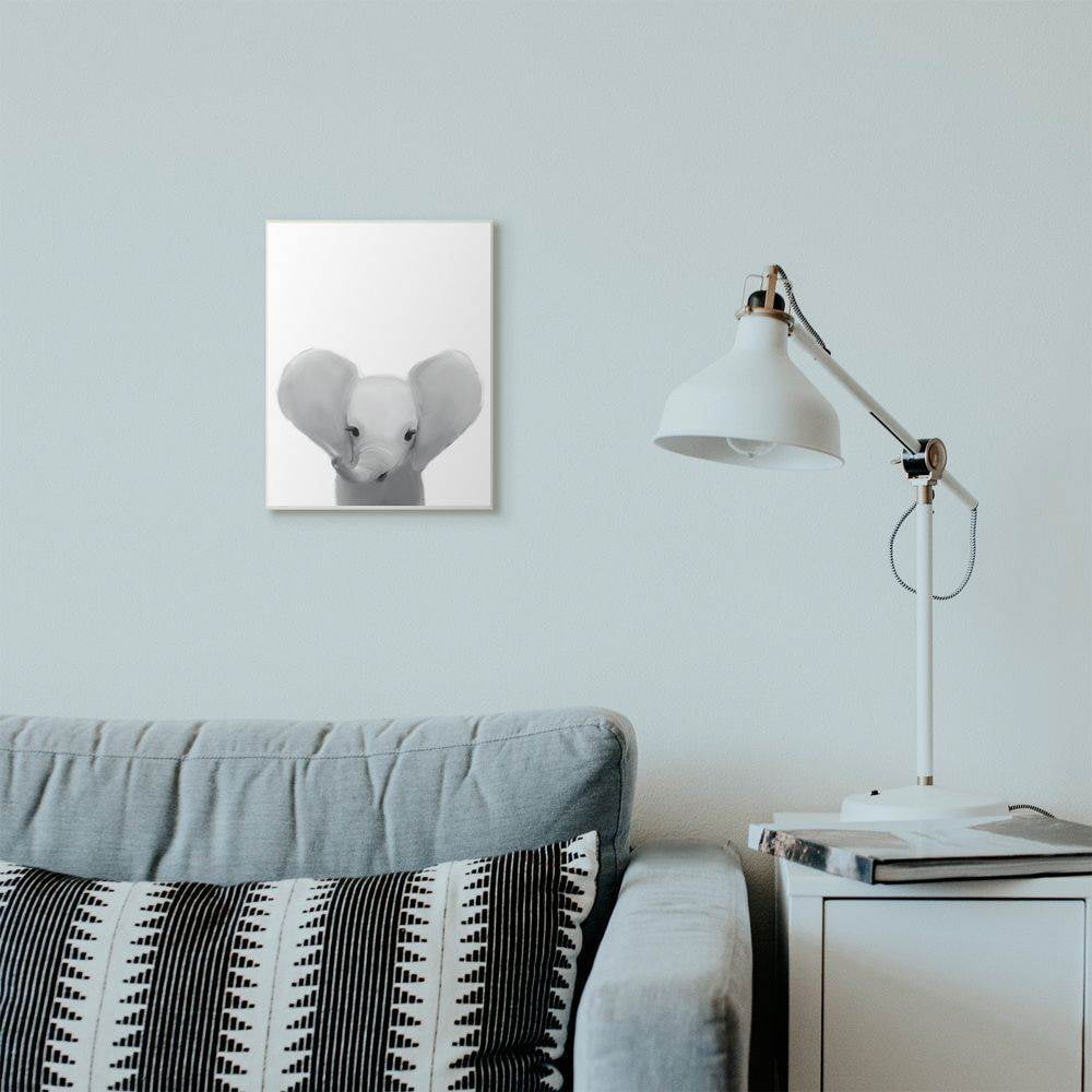 The Kids Room by Stupell Baby Elephant Animal Kids Painting Wall Plaque Art by Leah Straatsma