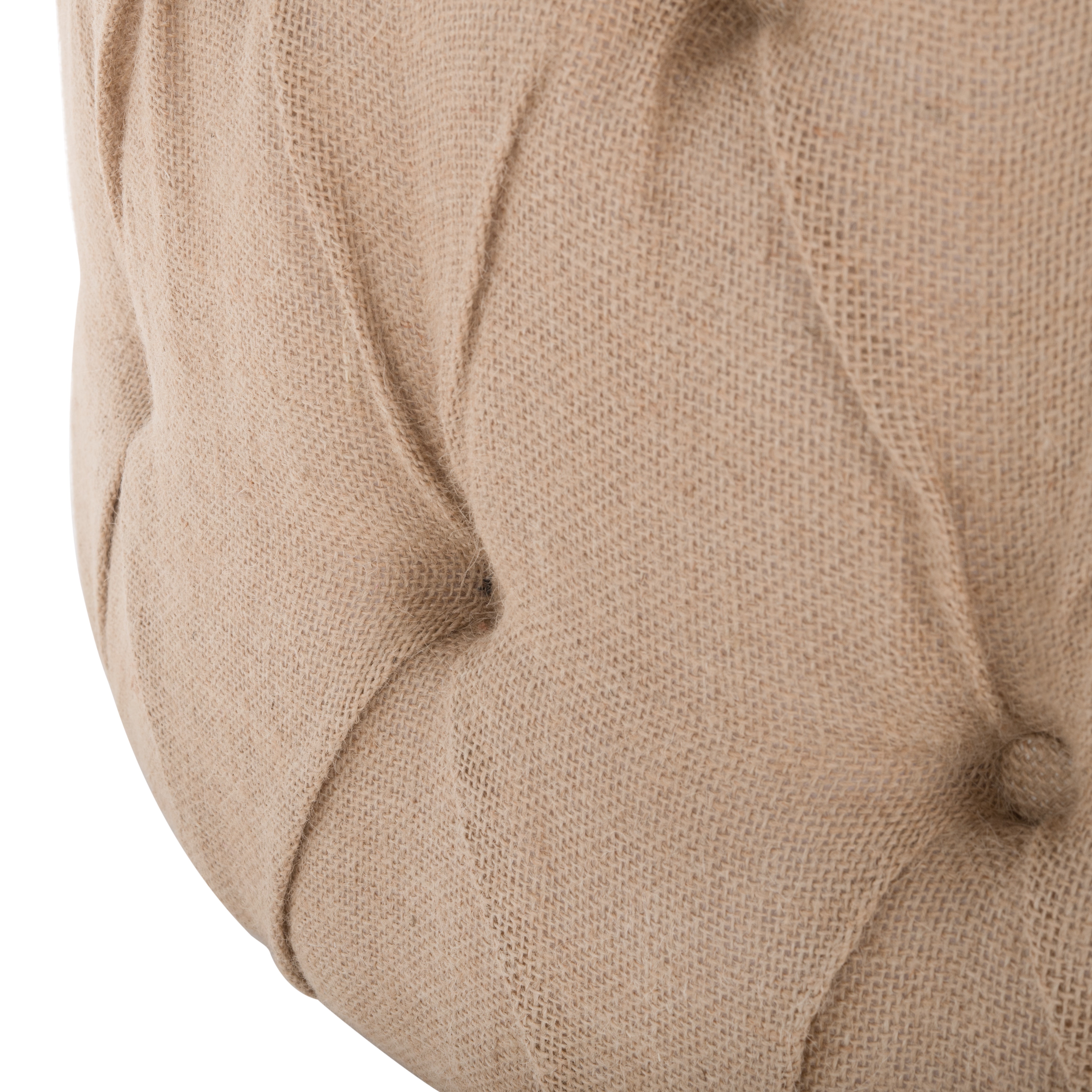 SAFAVIEH Charlene Modern Glam Solid Tufted Cocktail Ottoman, Beige
