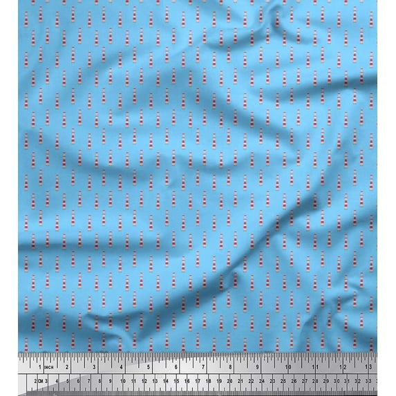 Soimoi Blue Rayon Fabric Lighthouse Nautical Decor Fabric Printed Yard 56 Inch Wide