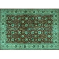 thumbnail image 1 of Ahgly Company Machine Washable Indoor Rectangle Persian Turquoise Blue Traditional Area Rugs, 8' x 10', 1 of 4