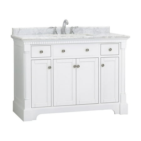 OVE Decors Claudia 48 in. White Single Sink Vanity with Carrara Marble Top
