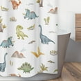 thumbnail image 3 of Sweet Jojo Designs Watercolor Dinosaur Dino Boy Fabric Shower Curtain, 3 of 6
