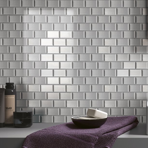 Art3d Silver Metal 12 in. x 12 in. Peel and Stick Wall Tile Backsplash