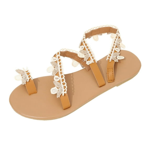 Sandale Femme Adulte Sandales à Nouer pour Femmes Chaussures Femme Mode Sandales Plates Sandales Florales à Enfiler Sandales de Mariée Sandales de Plage Boho Sandale Femme (Violet, 8.5)