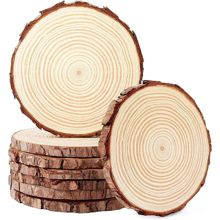Natural Wood Slices 8 Pcs 6.0-6.3 Inches Craft Wood kit Unfinished