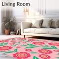 thumbnail image 2 of ODIKA 5'x7' Machine Washable Non-Slip Area Rug, Latch Hook Kit Botanical Garden Blooms Embroidery Needlework Canvas High Traffic Rug with Pad, Pink, 730413, 2 of 8