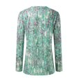 thumbnail image 5 of TAIAOJING Womens Summer Crewneck Tops Tops Spring New Fine Glitter Print Large Size Crewneck Long Sleeve, 5 of 7