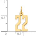 thumbnail image 4 of 14K Yellow Gold Polished Finish Small Size Elongated Shape Number 22 Charm Pendant, 4 of 4