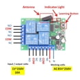 thumbnail image 3 of AC 10Amp 2200W 4CH 433MHz Rf Remote Control Switch Wireless Relay Receiver Controller For Garage\ Door\ LED\ Bulb ,Ultra-Quiet Operation, 3 of 6