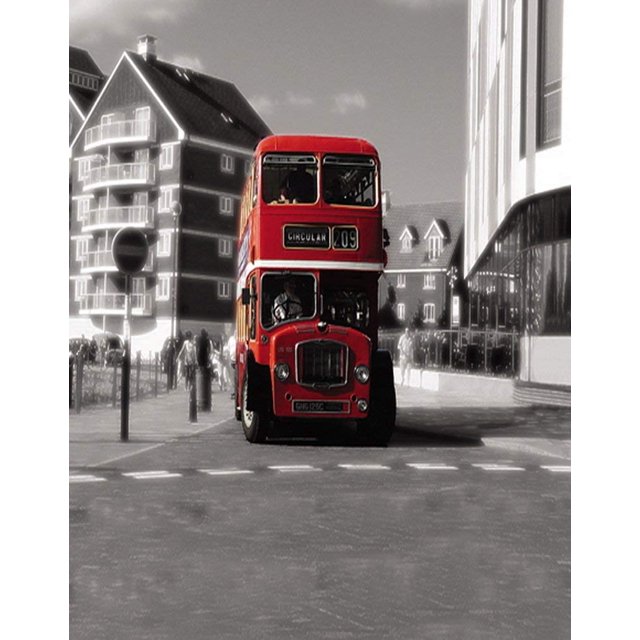 ABPHOTO Polyester Street View Red Bus Photography Backdrops Photo Props Studio Background 5x7ft