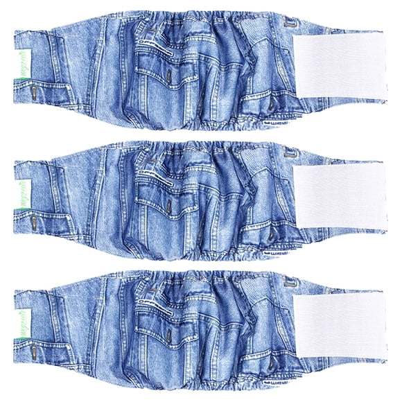 Pañales para perros Wegreeco Jeans lavables para hombre (paquete de 3), tamaño pequeño