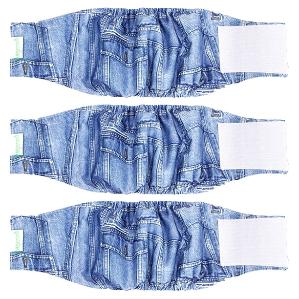 Pañales para perros Wegreeco Jeans lavables para hombre (paquete de 3), tamaño pequeño