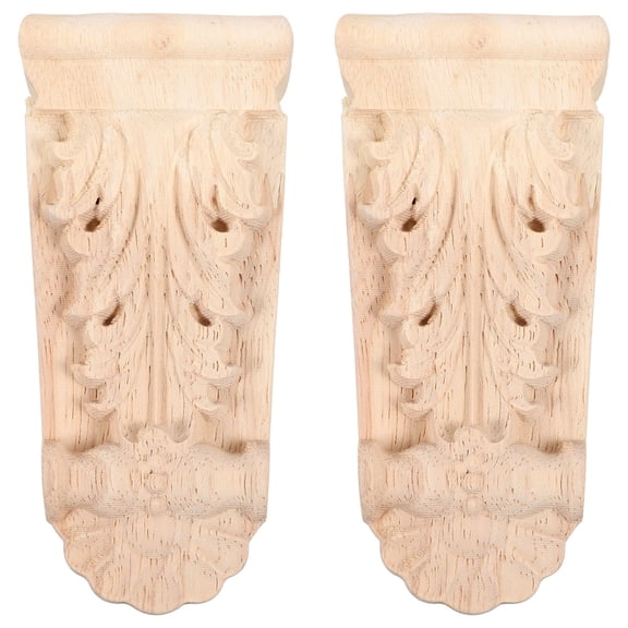 LOLIPPYY 2Pcs Hand Carved Wood Corbels Unpainted Lightweight European Style Column Supports for Shelves
