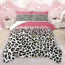 Feelyou Modern Cheetah Print Queen Comforter Set, Fashion Glitter Bedding Sets, Simple Abstract Polkadots Bedding Comforter Set, Luxury Bedroom Decor, 3 Pieces