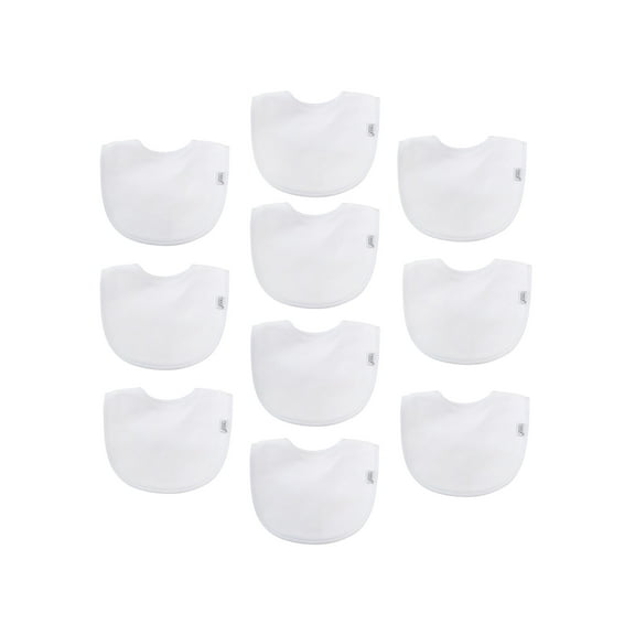 Neat Solutions 10 Pack Unisex White Solid Infant Bib