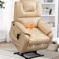 thumbnail image 2 of Oversized Recliner Chair for Adults, Double Power Recliner Chair with Heat Therapy and Massage, Living Room Single Sofa Seat 180 Degrees Lying Flat Recliner Electric Lounge Chair, Beige Yellow, 2 of 13