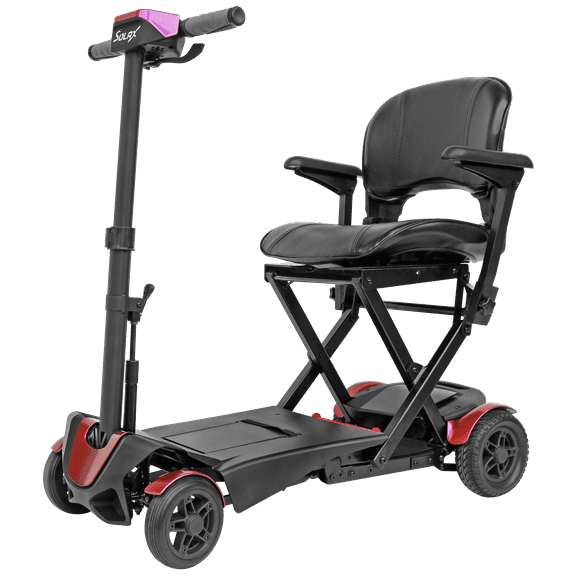 Meghna Foldable Travel Mobility Scooter 4 Wheels Drive Electric Scooter with Suspension for Adults Seniors Red