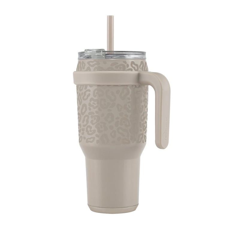 Reduce Vacuum Insulated Stainless Steel Cold1 Tumbler with Handle, Lid, and  Straw, Sand Leopard Print, 40 oz. 