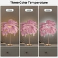 thumbnail image 6 of Bean Paste Pink Feather Table Lamp with One-touch Switch Bedside Table Lamp, 6 of 8